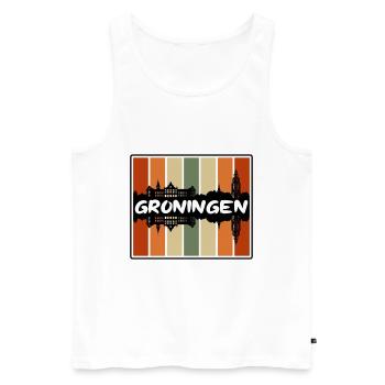 Groningue Pays-Bas Skyline Silhouette Voyage So - Débardeur bio Premium Homme - blanc - Devant - AI Model Male 178 light (178cm)