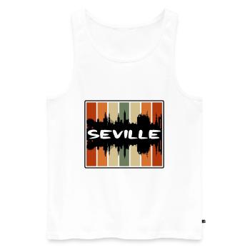Séville Espagne Skyline Silhouette Souvenir de voyage - Débardeur bio Premium Homme - blanc - Devant - Michal (187cm)