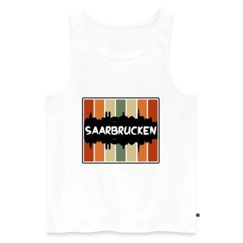 Sarrebruck Allemagne Skyline Silhouette Travel Souv - Débardeur bio Premium Homme - blanc - Devant - Michal (187cm)