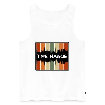 La Haye Pays-Bas Skyline Silhouette Voyage So - Débardeur bio Premium Homme - blanc - Devant - Michal (187cm)