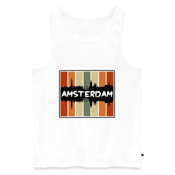 Amsterdam Niederlande Skyline Silhouette Reisen So - Männer Premium Bio Tank Top - Weiß - Vorne - Michal (187cm)