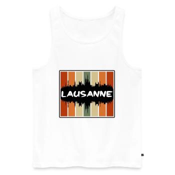 Lausanne Suisse Skyline Silhouette Travel Sou - Débardeur bio Premium Homme - blanc - Devant - Michal (187cm)