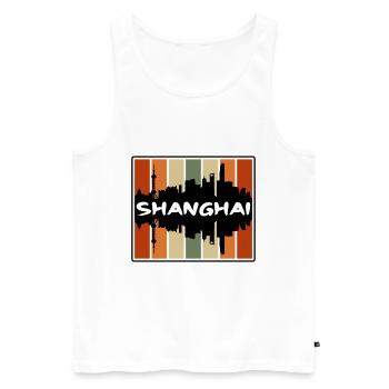 Shanghai Chine Skyline Silhouette Voyage Souvenir - Débardeur bio Premium Homme - blanc - Devant - Michal (187cm)