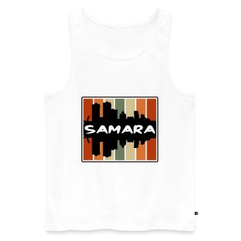 Samara Russie Skyline Silhouette Souvenir de voyage - Débardeur bio Premium Homme - blanc - Devant - Michal (187cm)