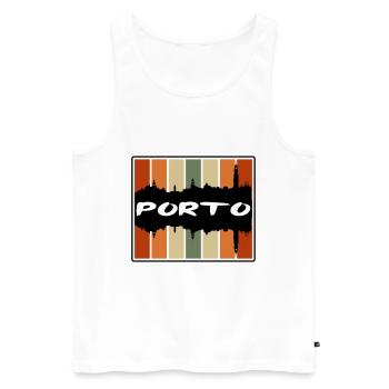 Porto Portugal Skyline Silhouette Souvenir de voyage - Débardeur bio Premium Homme - blanc - Devant - Michal (187cm)