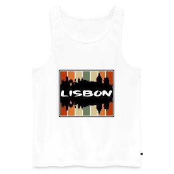 Lisbonne Portugal Skyline Silhouette Voyage Souvenir - Débardeur bio Premium Homme - blanc - Devant - Michal (187cm)