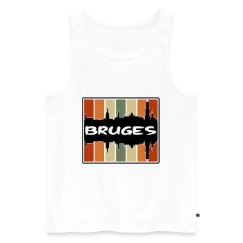 Bruges Belgique Skyline Silhouette Souvenir de voyage - Débardeur bio Premium Homme - blanc - Devant - Michal (187cm)