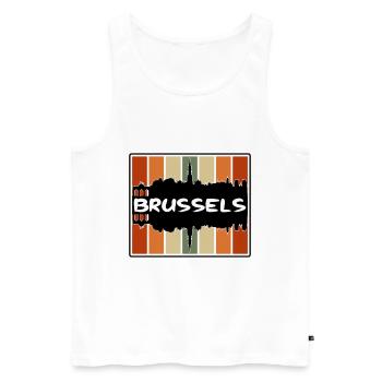 Bruxelles Belgique Skyline Silhouette Travel Souveni - Débardeur bio Premium Homme - blanc - Devant - AI Model Male 178 light (178cm)