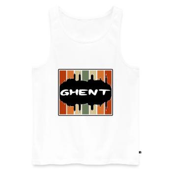 Ghent Belgium Skyline Silhouette Travel Souvenir - Men's Premium Organic Tank Top - white - Front - Michal (187cm)