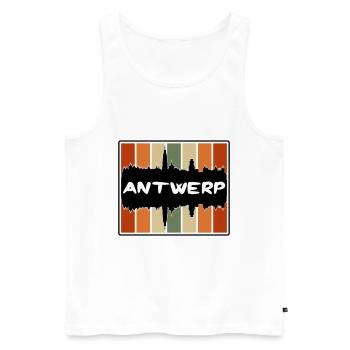 Antwerp Belgium Skyline Silhouette Travel Souvenir - Men's Premium Organic Tank Top - white - Front - Michal (187cm)