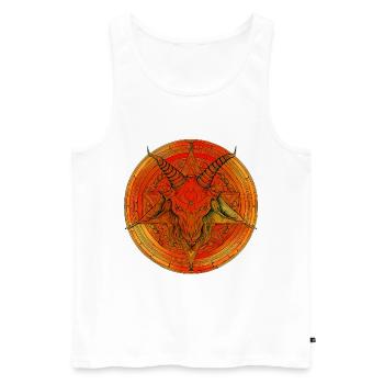 Pentagramme surmonté d'une tête de baphomet - Débardeur bio Premium Homme - blanc - Devant - AI Model Male 178 light (178cm)