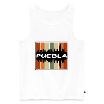 Puebla Mexico Skyline Silhouette Travel Souvenir - Men's Premium Organic Tank Top - white - Front - Michal (187cm)