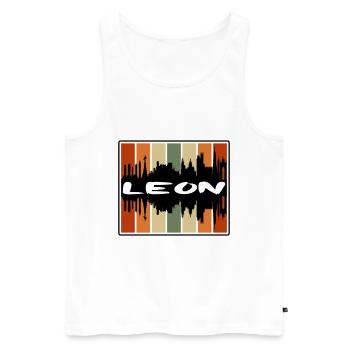 Leon Mexico Skyline Silhouette Travel Souvenir - Men's Premium Organic Tank Top - white - Front - Michal (187cm)