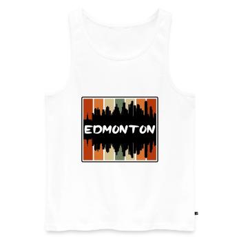 Edmonton Canada Skyline Silhouette Souvenir de voyage - Débardeur bio Premium Homme - blanc - Devant - AI Model Male 178 light (178cm)