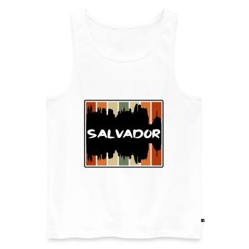 Salvador Brazil Skyline Silhouette Travel Souvenir - Men's Premium Organic Tank Top - white - Front - Michal (187cm)