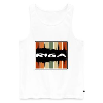 Riga Latvia Skyline Silhouette Travel Souvenir - Men's Premium Organic Tank Top - white - Front - AI Model Male 178 light (178cm)