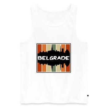 Belgrade Serbie Skyline Silhouette Souvenir de voyage - Débardeur bio Premium Homme - blanc - Devant - AI Model Male 178 light (178cm)