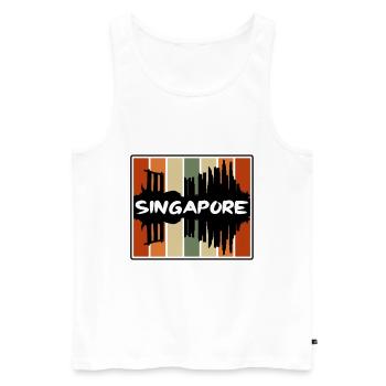 Singapour Singapour Skyline Silhouette Souv de voyage - Débardeur bio Premium Homme - blanc - Devant - AI Model Male 178 light (178cm)