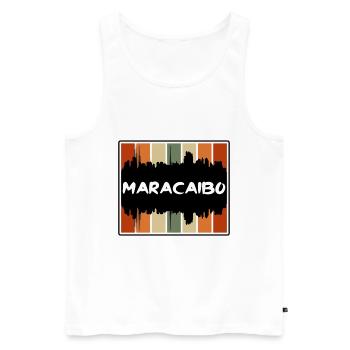 Maracaibo Venezuela Skyline Silhouette Souv de voyage - Débardeur bio Premium Homme - blanc - Devant - Michal (187cm)