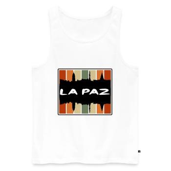 La Paz Bolivia Skyline Silhouette Souvenir de voyage - Débardeur bio Premium Homme - blanc - Devant - AI Model Male 178 light (178cm)