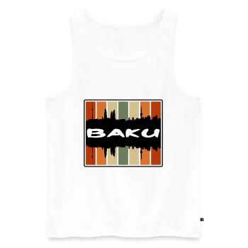 Baku Aserbaidschan Skyline Silhouette Reise Souvenir - Männer Premium Bio Tank Top - Weiß - Vorne - Michal (187cm)