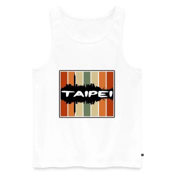 Taipei Taiwan Skyline Silhouette Travel Souvenir - Men's Premium Organic Tank Top - white - Front - AI Model Male 178 light (178cm)
