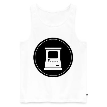 Cercle Arcade Retro Gamer - Débardeur bio Premium Homme - blanc - Devant - AI Model Male 178 light (178cm)
