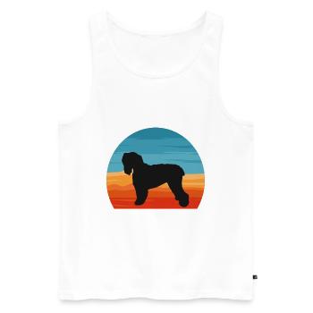Noir Terrier Russe Chien Silhouette Rétro Coucher de Soleil - Débardeur bio Premium Homme - blanc - Devant - Michal (187cm)