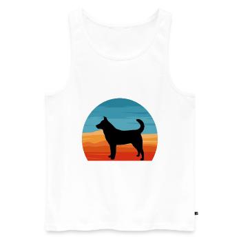 Jindo Dog Silhouette Vintage Sunset for Dog Lovers - Men's Premium Organic Tank Top - white - Front - Michal (187cm)