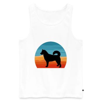 Ostsibirische Laika Hund Silhouette Retro Sonnenuntergang - Männer Premium Bio Tank Top - Weiß - Vorne - Michal (187cm)