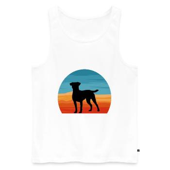 Patterdale Terrier Dog Silhouette Retro Sunset - Men's Premium Organic Tank Top - white - Front - Michal (187cm)