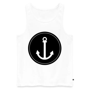 Anchor icon - Men's Premium Organic Tank Top - white - Front - AI Model Male 178 light (178cm)