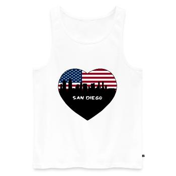 San Diego Californie États-Unis Flag Skyline Travel Souve - Débardeur bio Premium Homme - blanc - Devant - Michal (187cm)