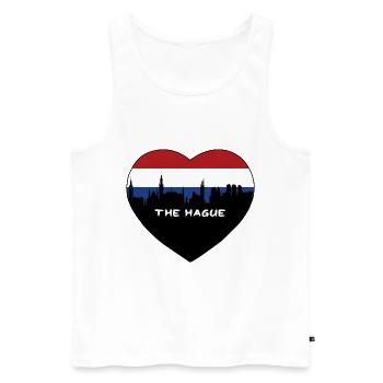 La Haye Drapeau des Pays-Bas Skyline Souvenir de voyage - Débardeur bio Premium Homme - blanc - Devant - Michal (187cm)