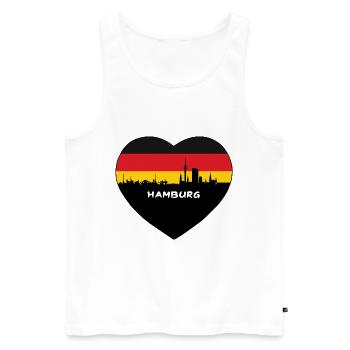 Hamburg Germany Flag Skyline Travel Souvenir - Men's Premium Organic Tank Top - white - Front - Michal (187cm)