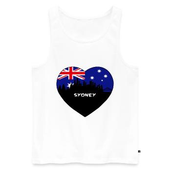Sydney Australia Flag Skyline Travel Souvenir - Men's Premium Organic Tank Top - white - Front - Michal (187cm)