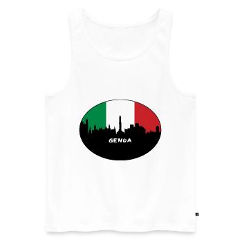 Gênes Italie Flag Skyline Souvenir de voyage - Débardeur bio Premium Homme - blanc - Devant - AI Model Male 178 light (178cm)