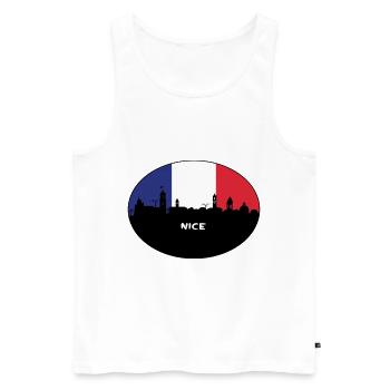 Nice France Flag Skyline Travel Souvenir - Men's Premium Organic Tank Top - white - Front - AI Model Male 178 light (178cm)
