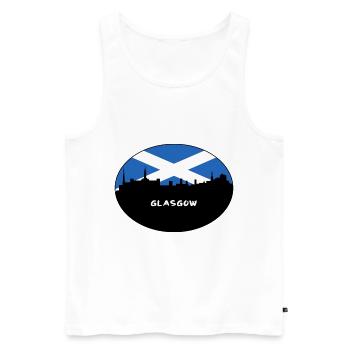 Glasgow Scotland Flag Skyline Souvenir de voyage - Débardeur bio Premium Homme - blanc - Devant - AI Model Male 178 light (178cm)