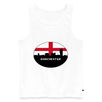 Manchester England Flag Skyline Travel Souvenir - Men's Premium Organic Tank Top - white - Front - Michal (187cm)