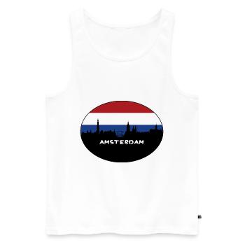Amsterdam Niederlande Flagge Skyline Silhouette Trav - Männer Premium Bio Tank Top - Weiß - Vorne - Michal (187cm)