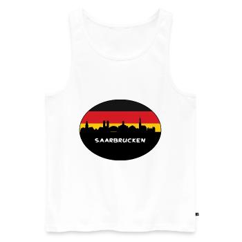 Sarrebruck Allemagne Flag Skyline Silhouette Voyage - Débardeur bio Premium Homme - blanc - Devant - Michal (187cm)