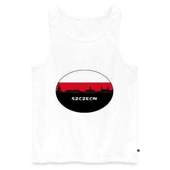 Szczecin Pologne Drapeau Skyline Silhouette Travel - Débardeur bio Premium Homme - blanc - Devant - AI Model Male 178 light (178cm)