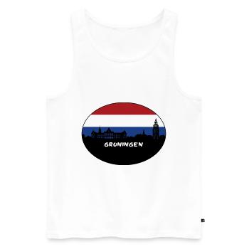 Groningue Pays-Bas Drapeau Skyline Silhouette Trav - Débardeur bio Premium Homme - blanc - Devant - AI Model Male 178 light (178cm)