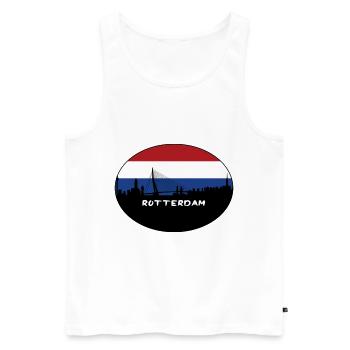 Rotterdam-Niederlande-Flaggen-Skyline-Schattenbild Trav - Männer Premium Bio Tank Top - Weiß - Vorne - AI Model Male 178 light (178cm)