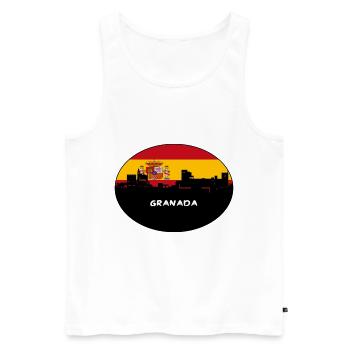 Grenade Espagne Drapeau Skyline Voyage Silhouette - Débardeur bio Premium Homme - blanc - Devant - Michal (187cm)
