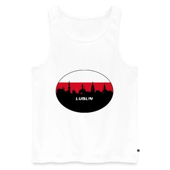 Lublin Pologne Flag Skyline Silhouette Voyage - Débardeur bio Premium Homme - blanc - Devant - Michal (187cm)