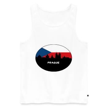 Prague Czechia Flag Skyline Silhouette Travel - Men's Premium Organic Tank Top - white - Front - AI Model Male 178 light (178cm)