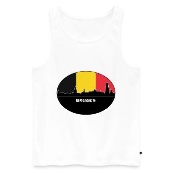 Bruges Belgique Flag Skyline Silhouette Voyage - Débardeur bio Premium Homme - blanc - Devant - Michal (187cm)