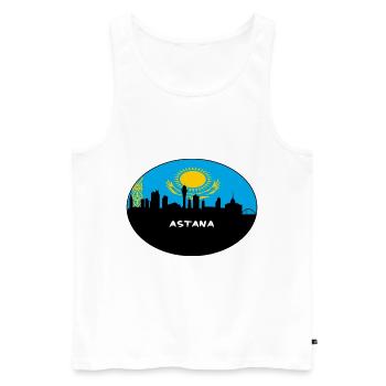 Astana Kazakhstan Drapeau Skyline Voyage Silhouette - Débardeur bio Premium Homme - blanc - Devant - AI Model Male 178 light (178cm)